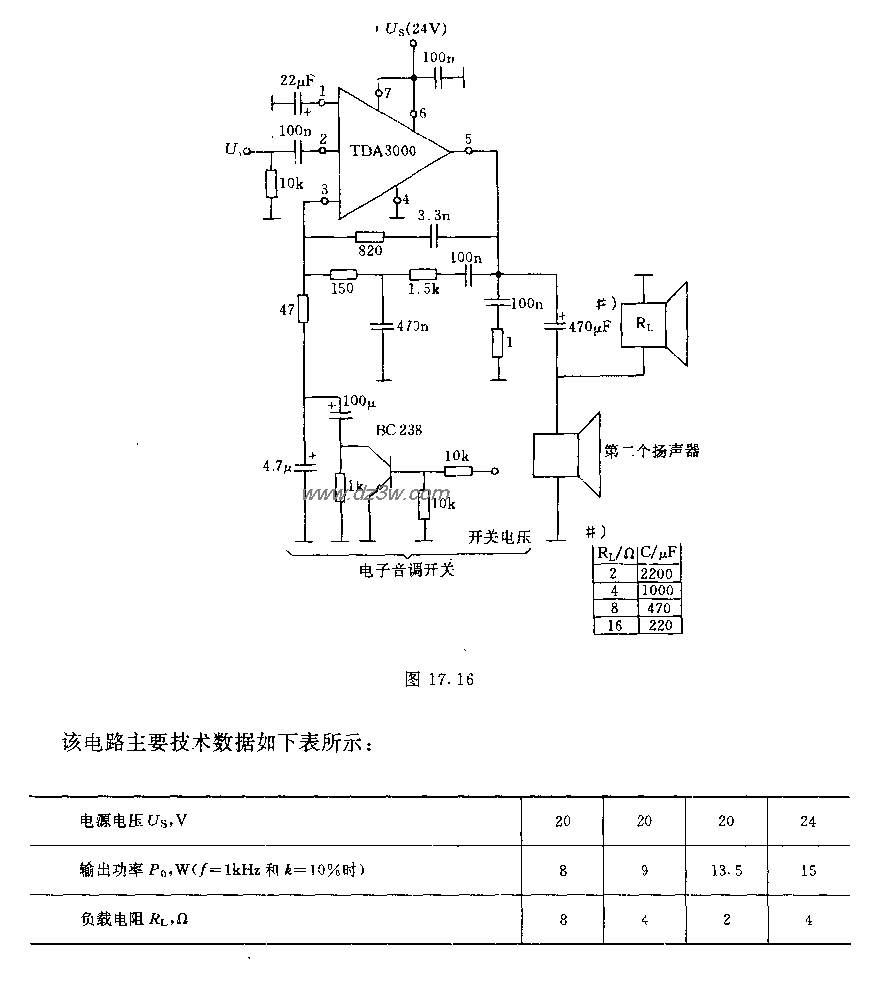 15w输出集成功率放大器电电路图