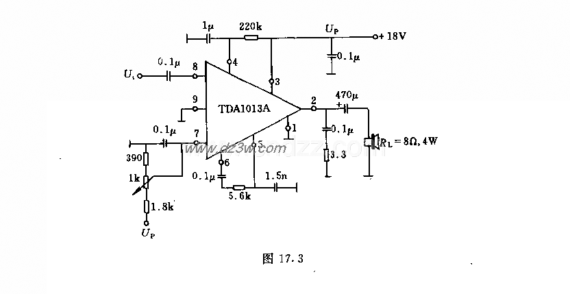采用音量集成放大器的4w电路图