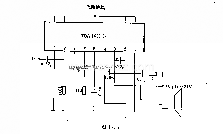 电视伴音用5．5w低顿集成电路图