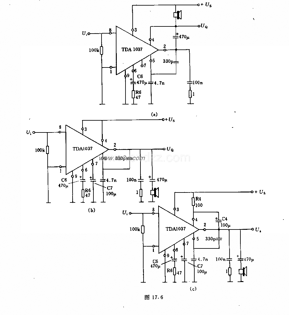 采用TDA 1037的低频集成电路图