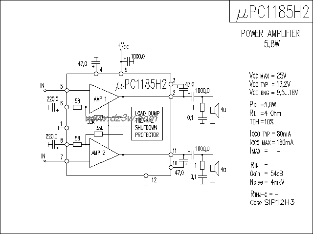 uPC1185H2功放电路电路图