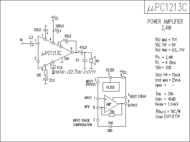 uPC1213C功放电路电路图