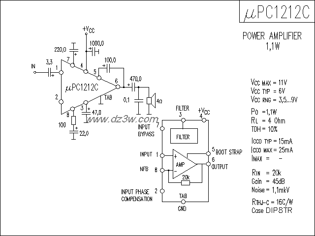 uPC1212C功放电路电路图