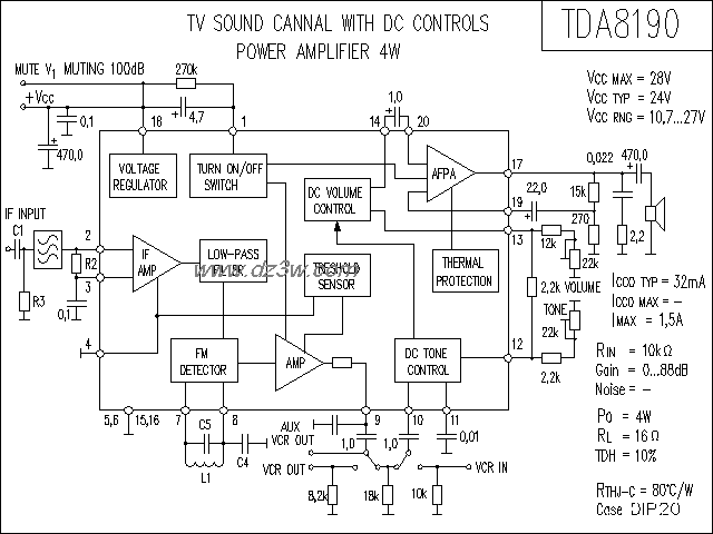 TDA8190功放电路电路图