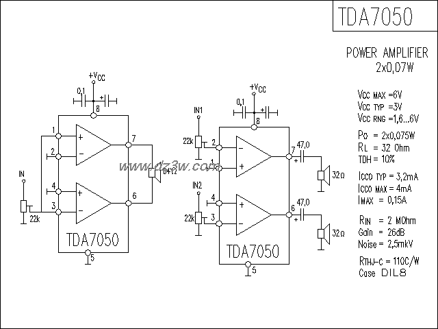 TDA7050功放电路电路图