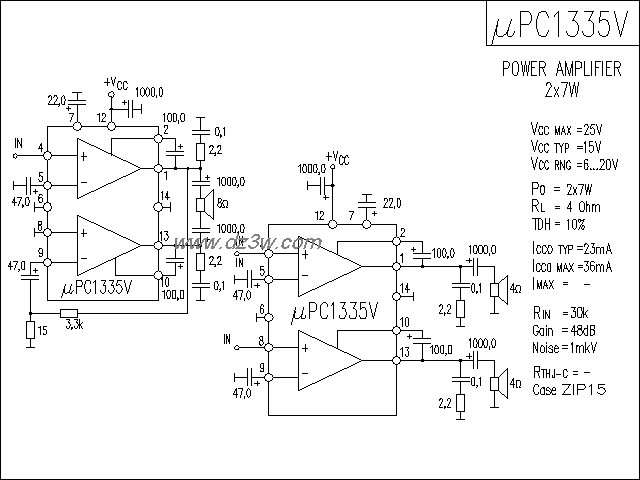 uPC1335V功放电路电路图