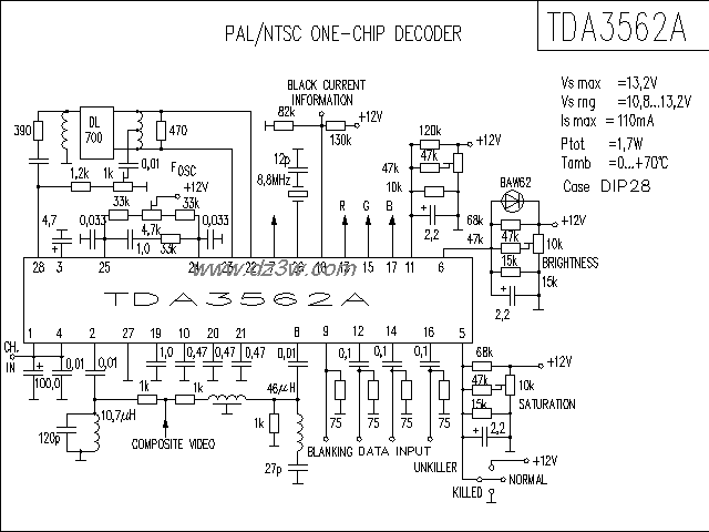 TDA3562A功放电路电路图