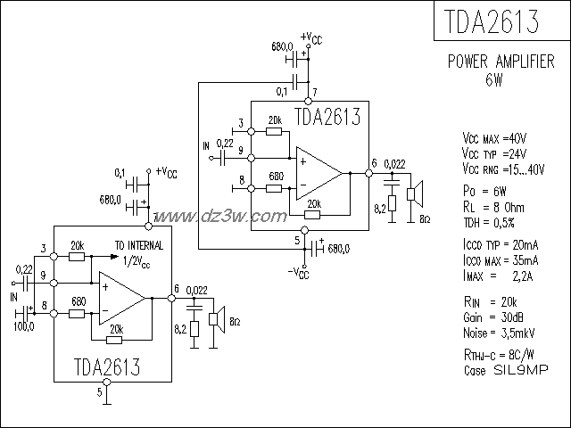 TDA2613功放电路电路图