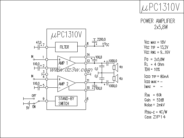 uPC1310V功放电路电路图