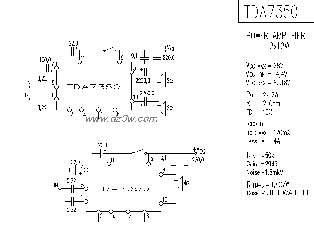 TDA7350功放电路电路图