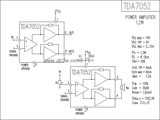 TDA7052功放电路电路图