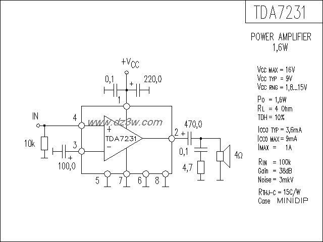 TDA7231功放电路电路图
