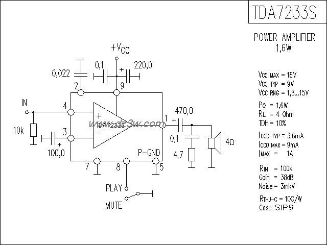 TDA7233S功放电路电路图