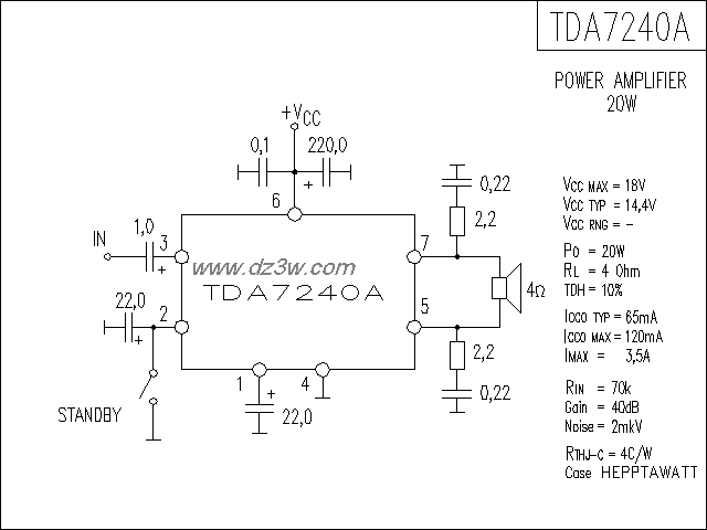 TDA7240A功放电路电路图