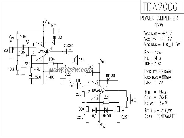 TDA2006功放电路电路图