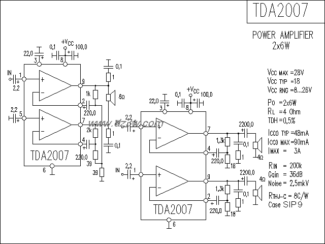 TDA2007功放电路电路图