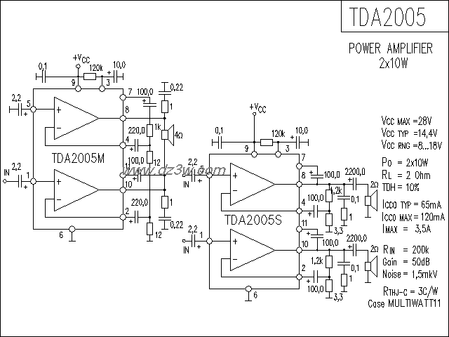 TDA2005功放电路电路图