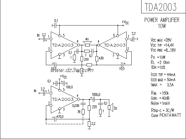 TDA2003NEW功放电路电路图