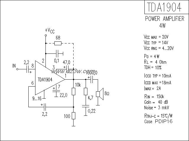 TDA1904功放电路电路图