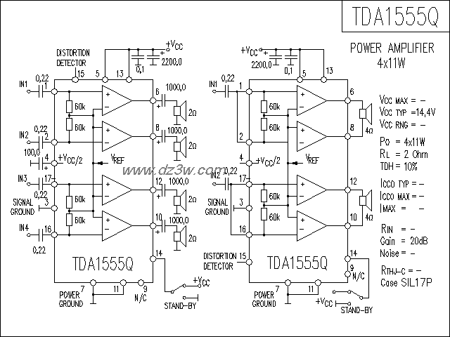 TDA1555Q功放电路电路图