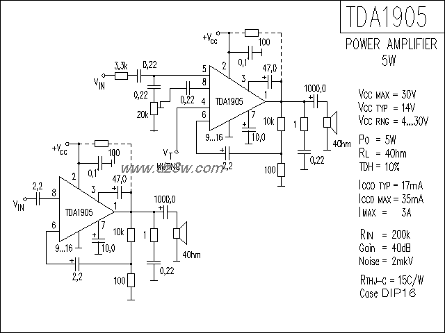 TDA1905功放电路电路图
