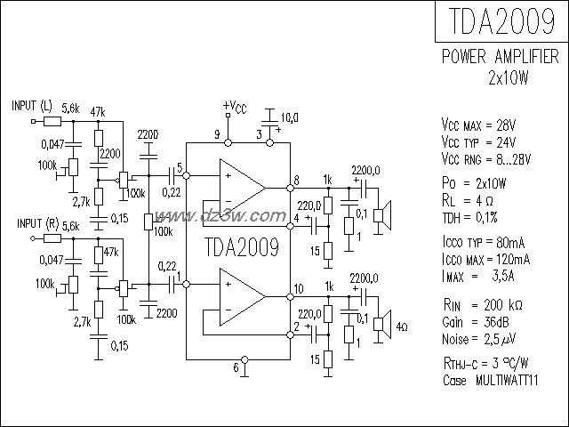 TDA2009功放电路电路图