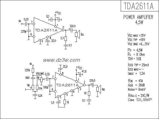 TDA2611A功放电路电路图