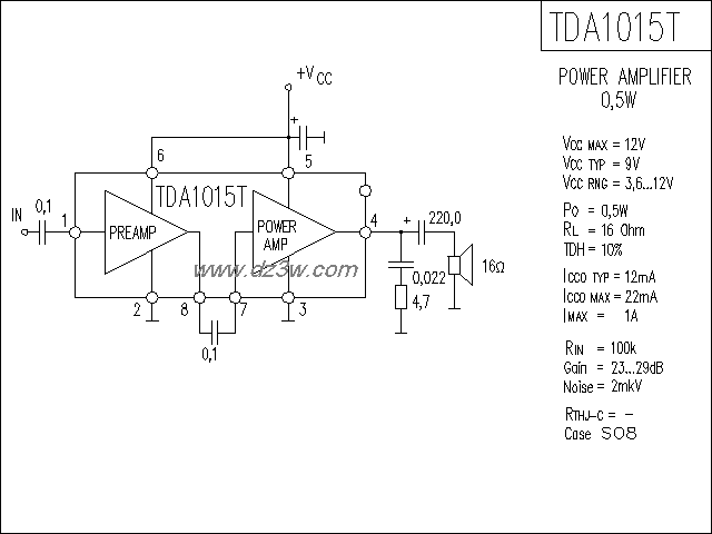 TDA1015T功放电路电路图