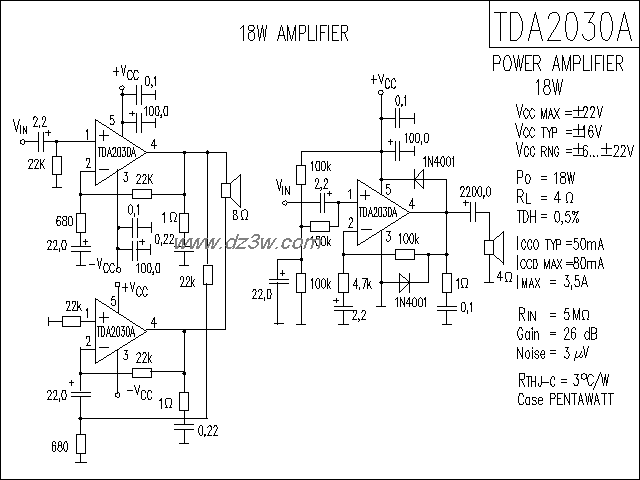 TDA2030A功放电路电路图