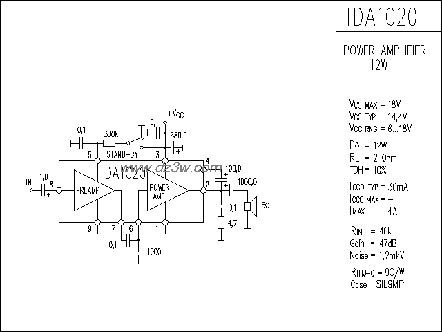 TDA1020功放电路电路图