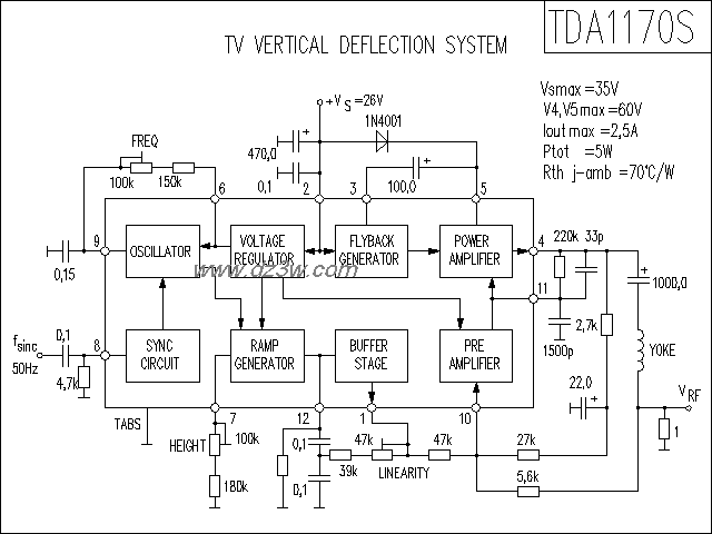 TDA1170S功放电路电路图