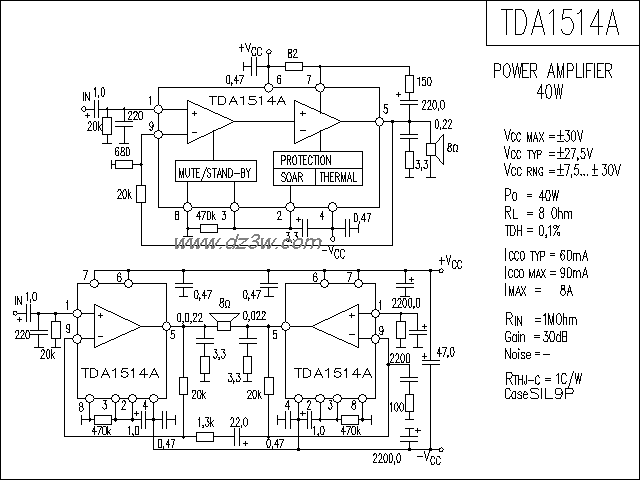TDA1514A功放电路电路图