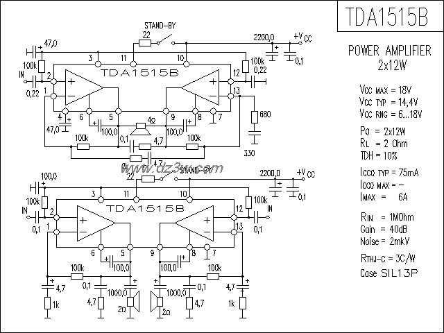 TDA1515B功放电路电路图
