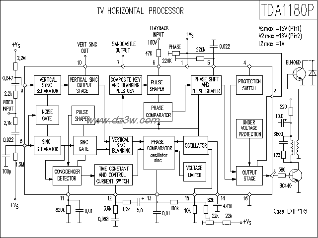 TDA2030A组成的30W功率放电路图