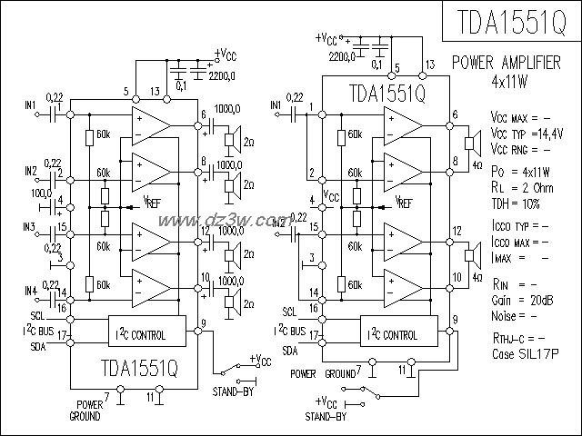 TDA1551Q功放电路电路图