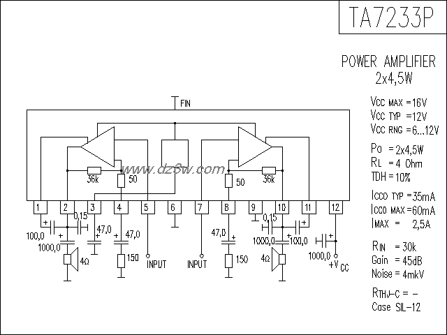 TA7233P功放电路电路图
