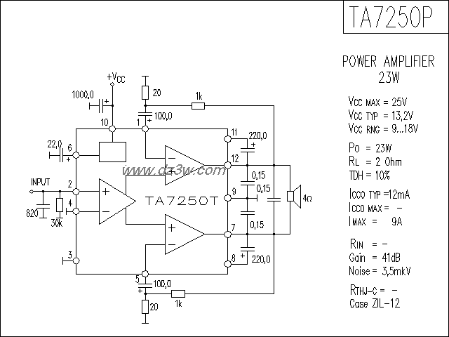 TA7250P功放电路电路图