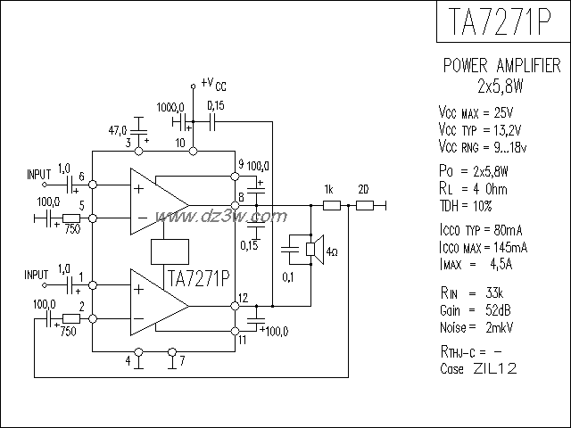 TA7271P功放电路电路图