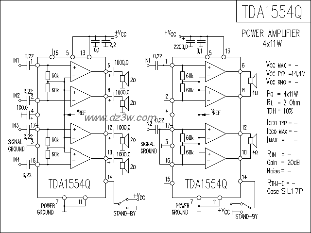 TDA1554Q功放电路电路图