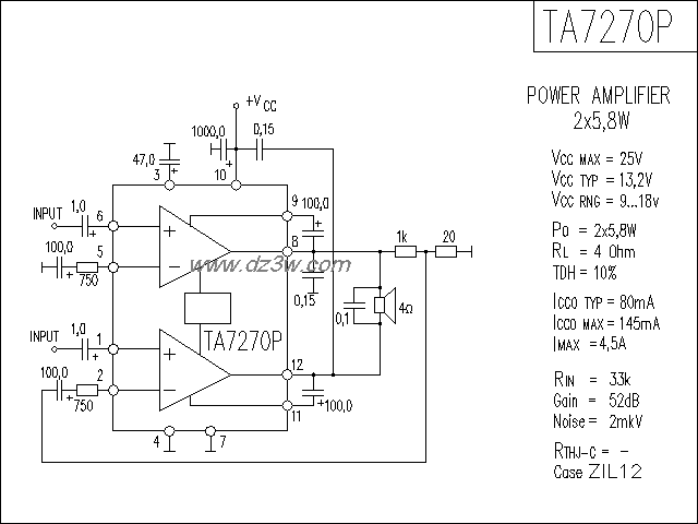 TA7270P功放电路电路图