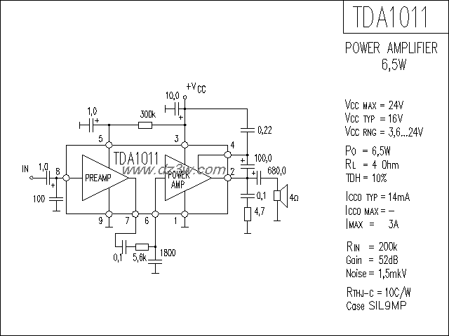 TDA1011功放电路电路图