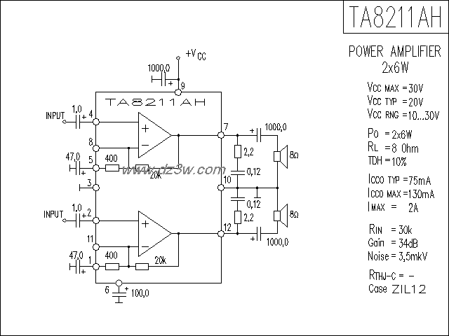 TA8211AH功放电路电路图