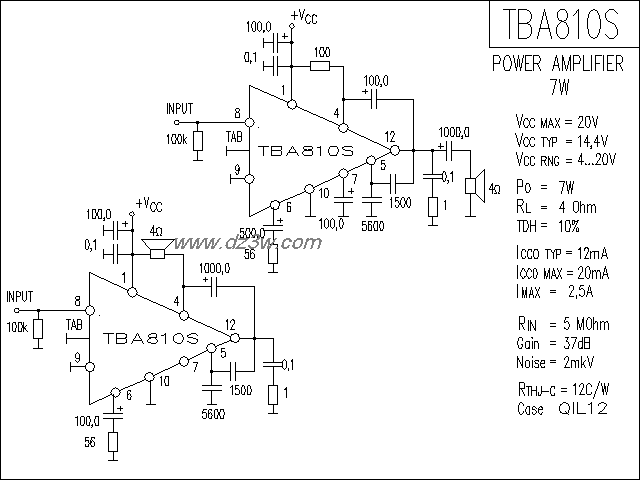 TBA810S功放电路电路图