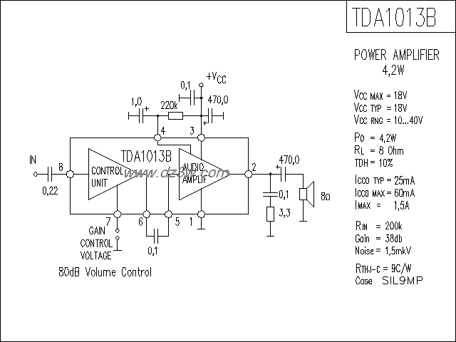 TDA1013B功放电路电路图