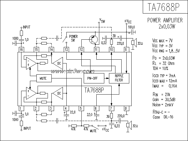 TA7688P功放电路电路图