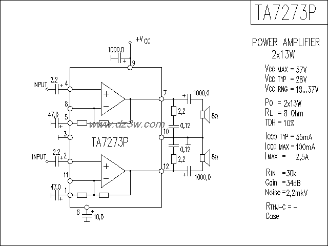 TA7273P功放电路电路图
