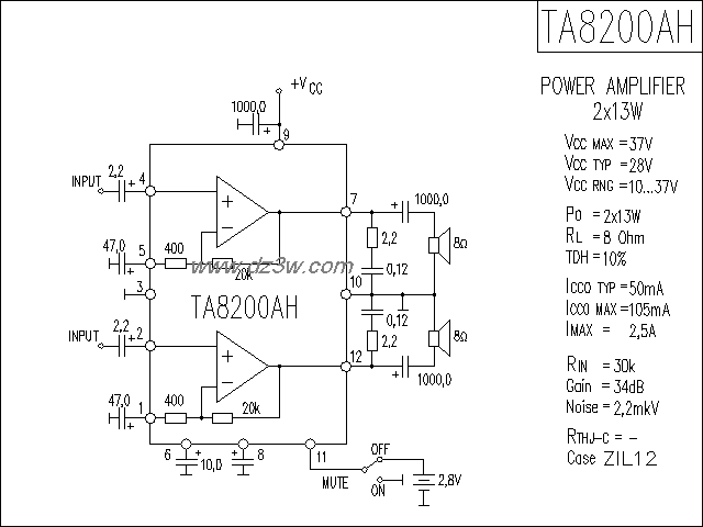 TA8200AH功放电路电路图