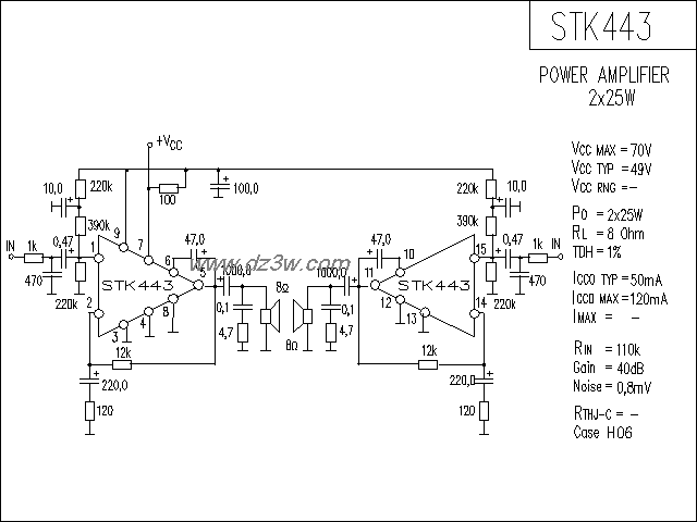 STK443功放电路电路图