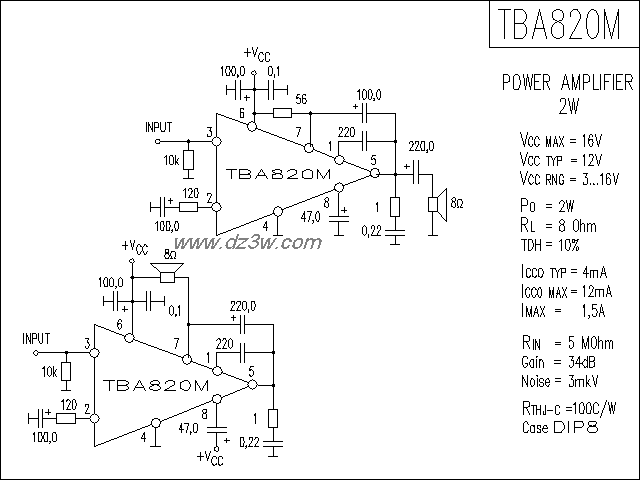 TBA820M功放电路电路图