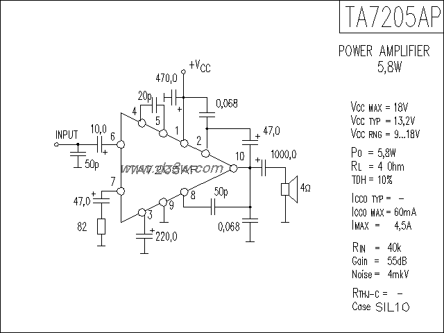 TA7205AP功放电路电路图